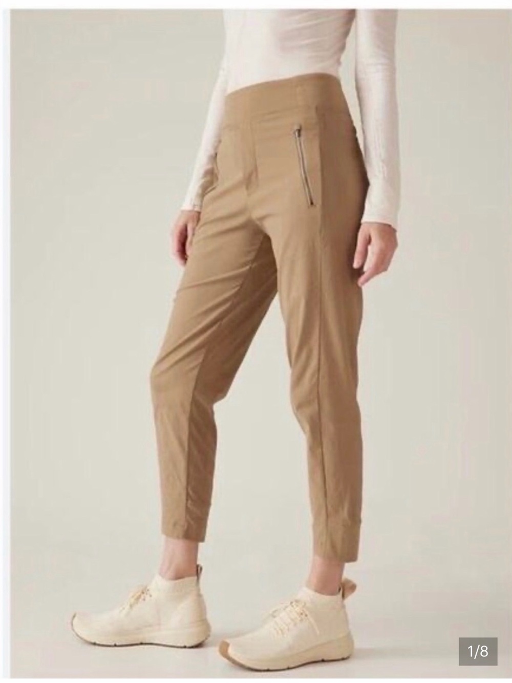 Athena Cropped Slim Ankle Pants in Tan